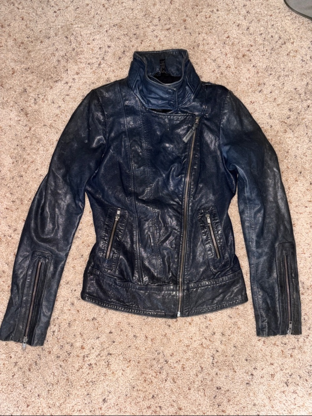 Mackage Lambs Leather Dark Grey Biker Style Size XS